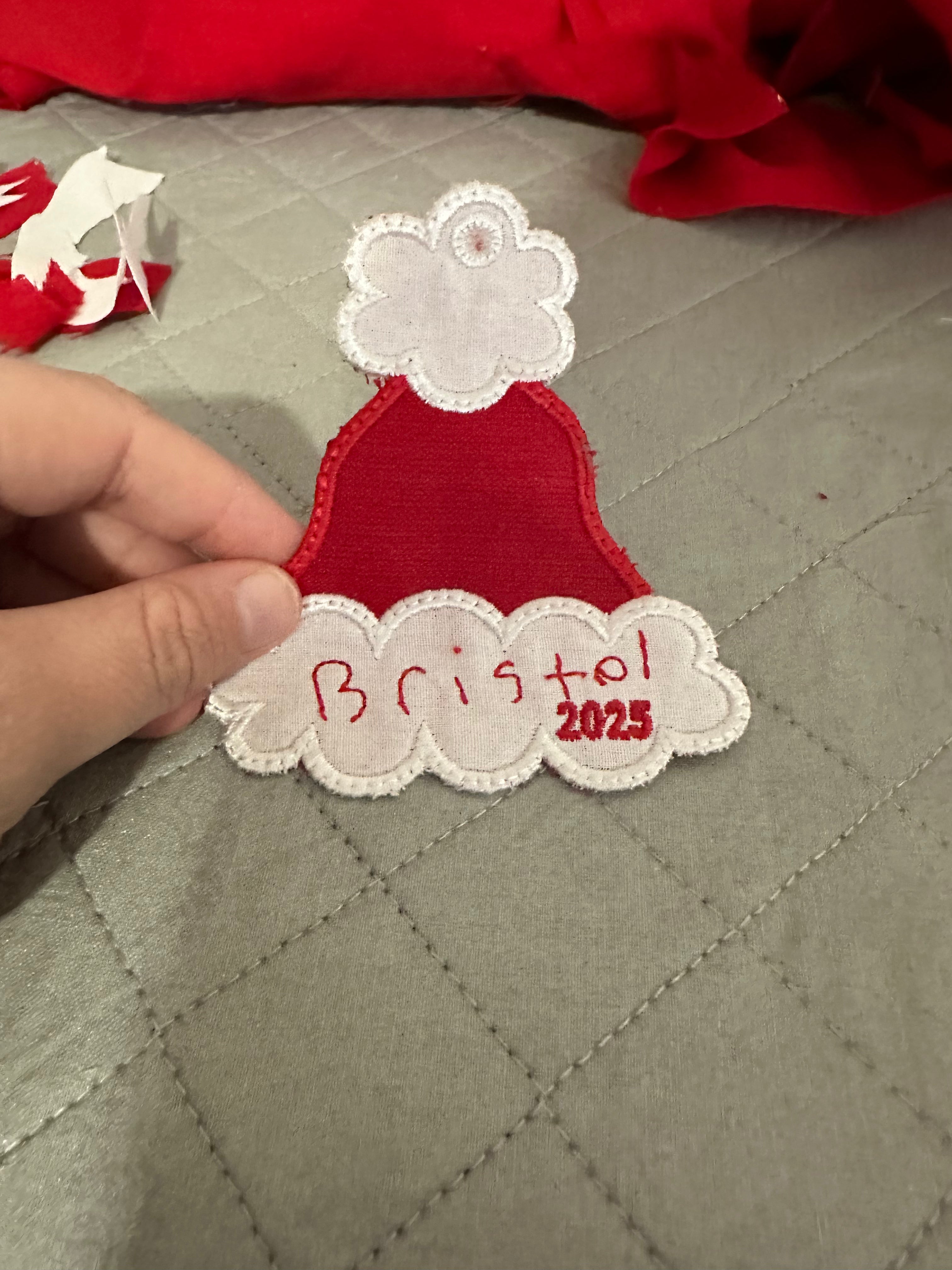 Kid's Handwriting Santa Hat Ornament