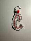 RTS Baseball Stitches Keychain Letter C
