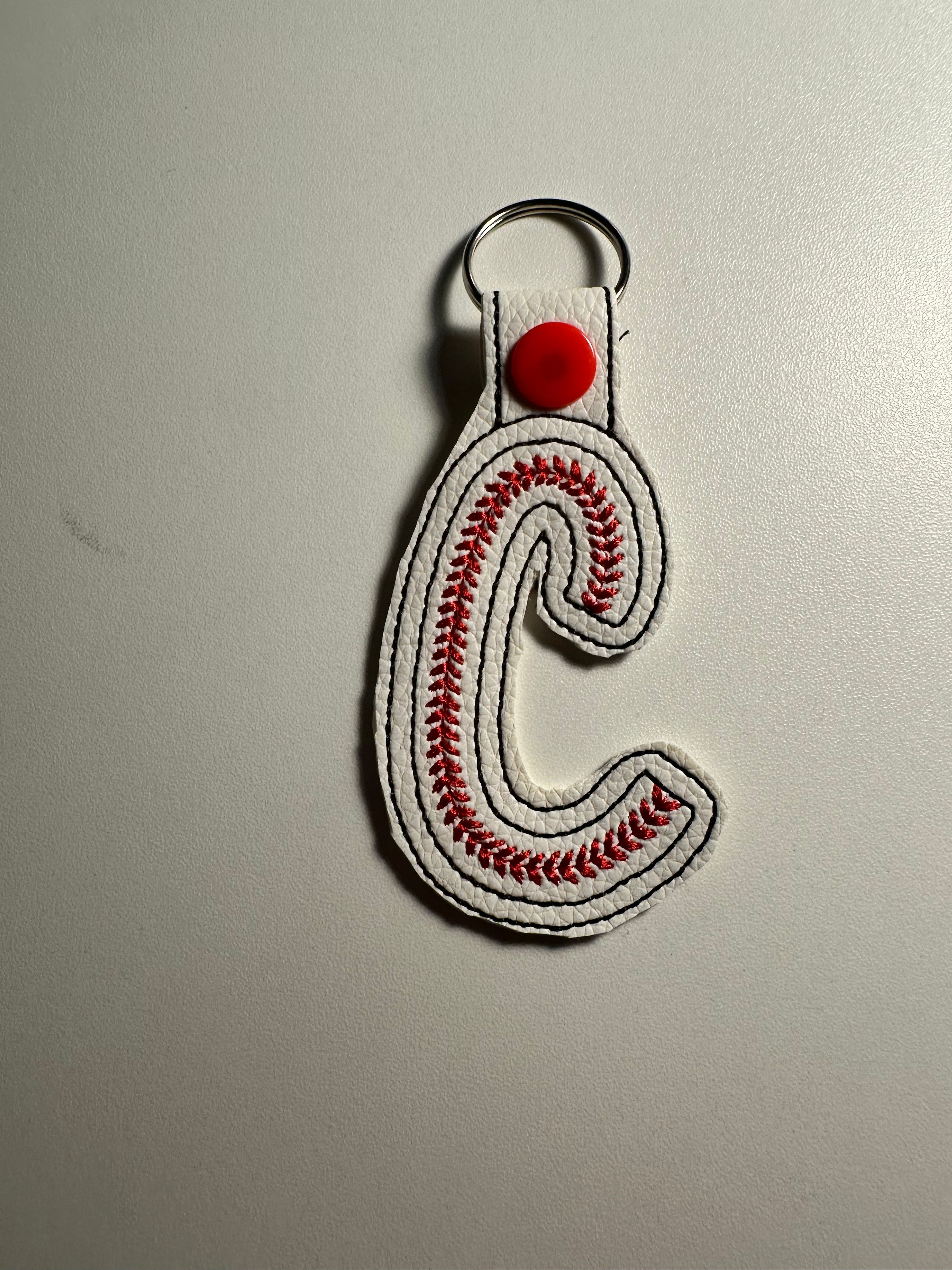 RTS Baseball Stitches Keychain Letter C