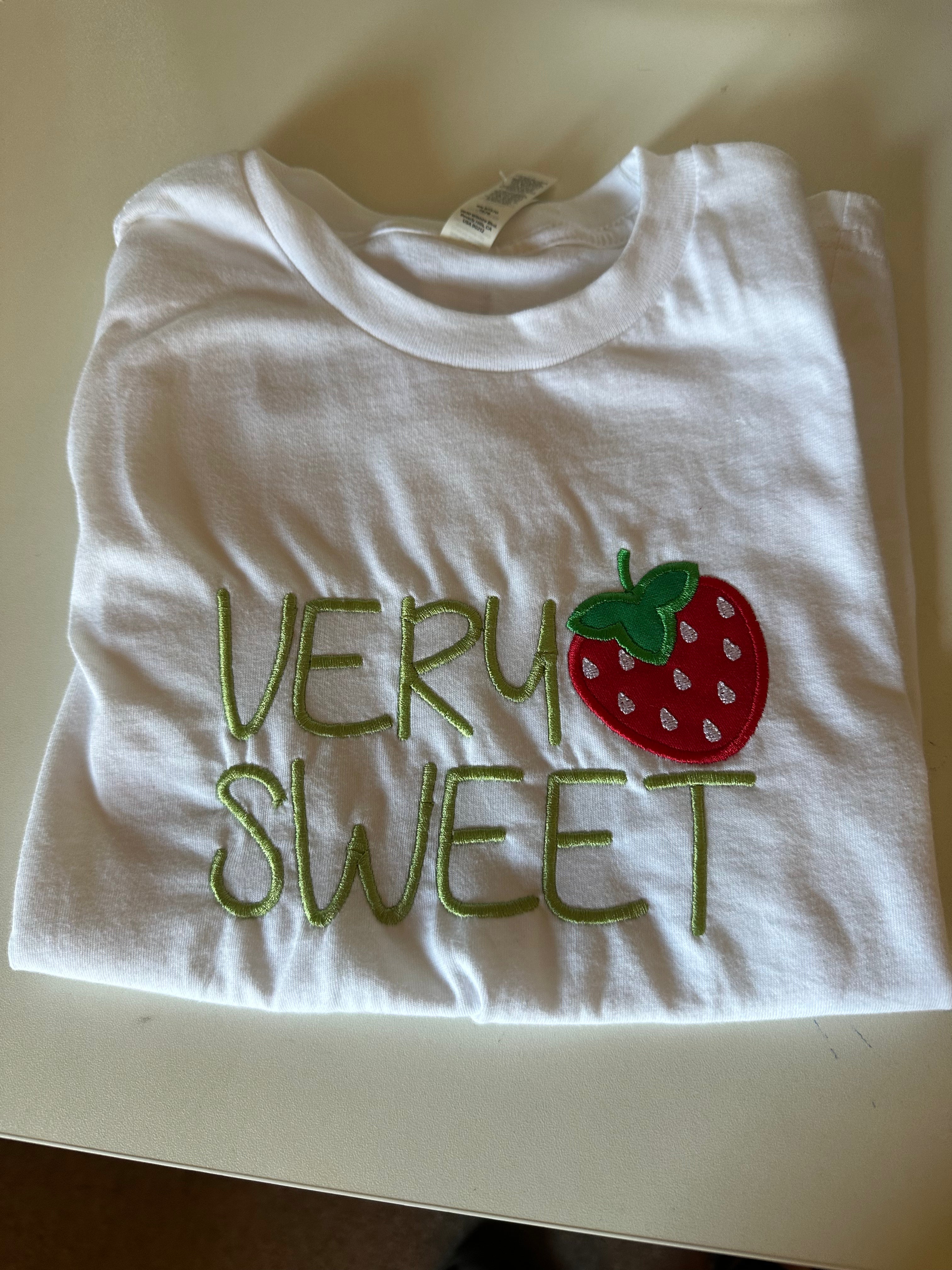 Very Sweet Strawberry Appliqué T-shirt